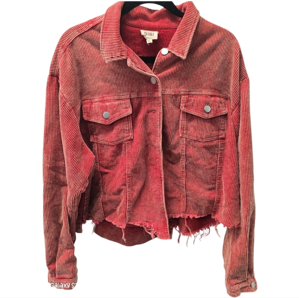 Women's Red Oversized Corduroy Jacket Size Large - Picture 2 of 8